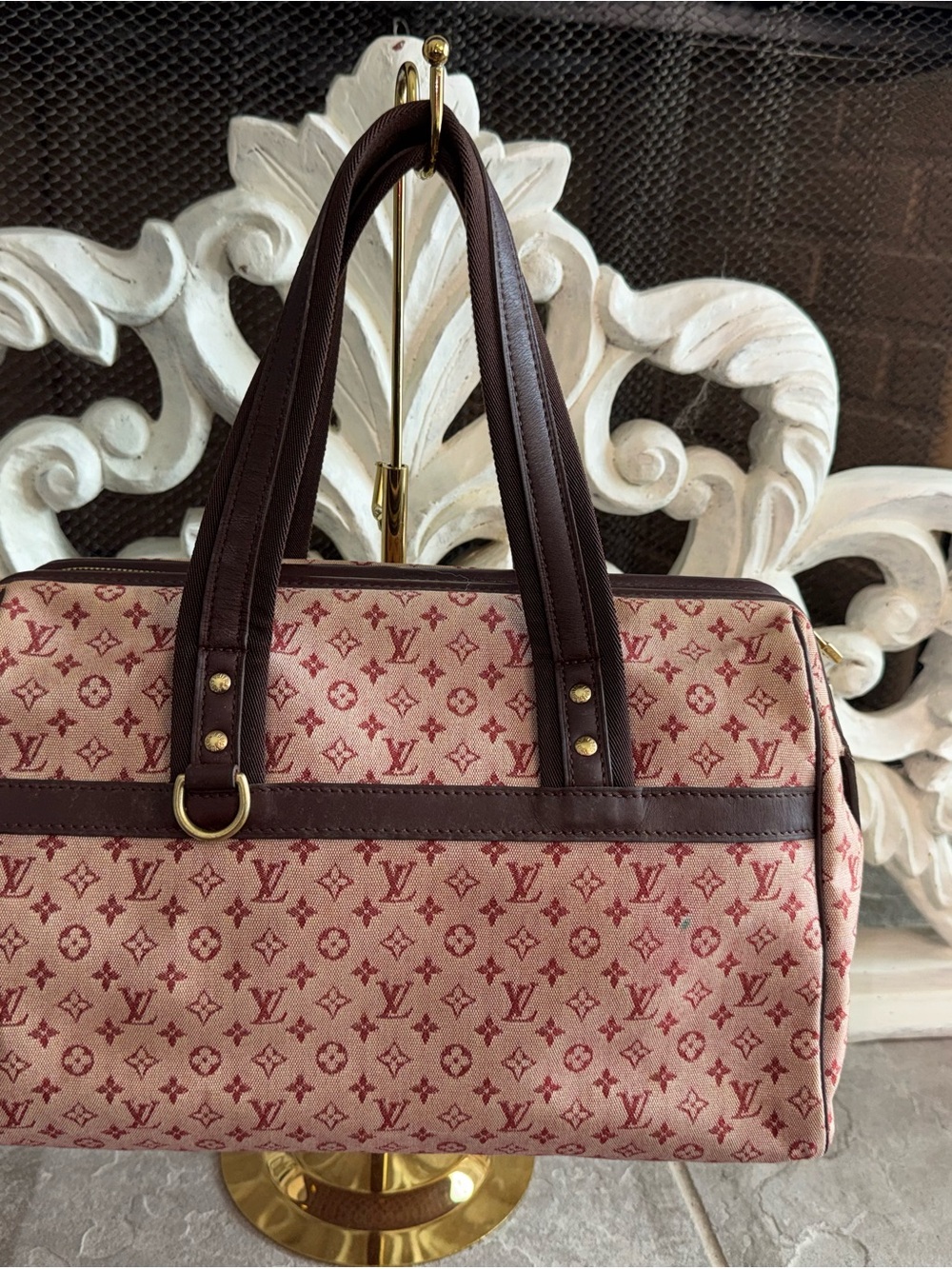 Louis Vuitton Pink Minilin Monogram GM Josephine Canvas Satchel
